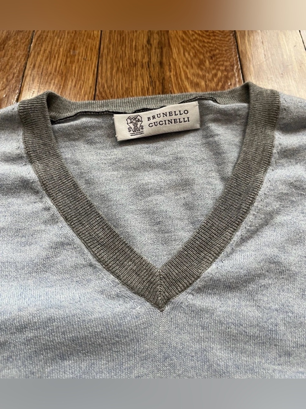 Brucello Cucinelli Men’s Cotton V-neck Sweater Italy Size 50 Medium Light Blue - Picture 7 of 15